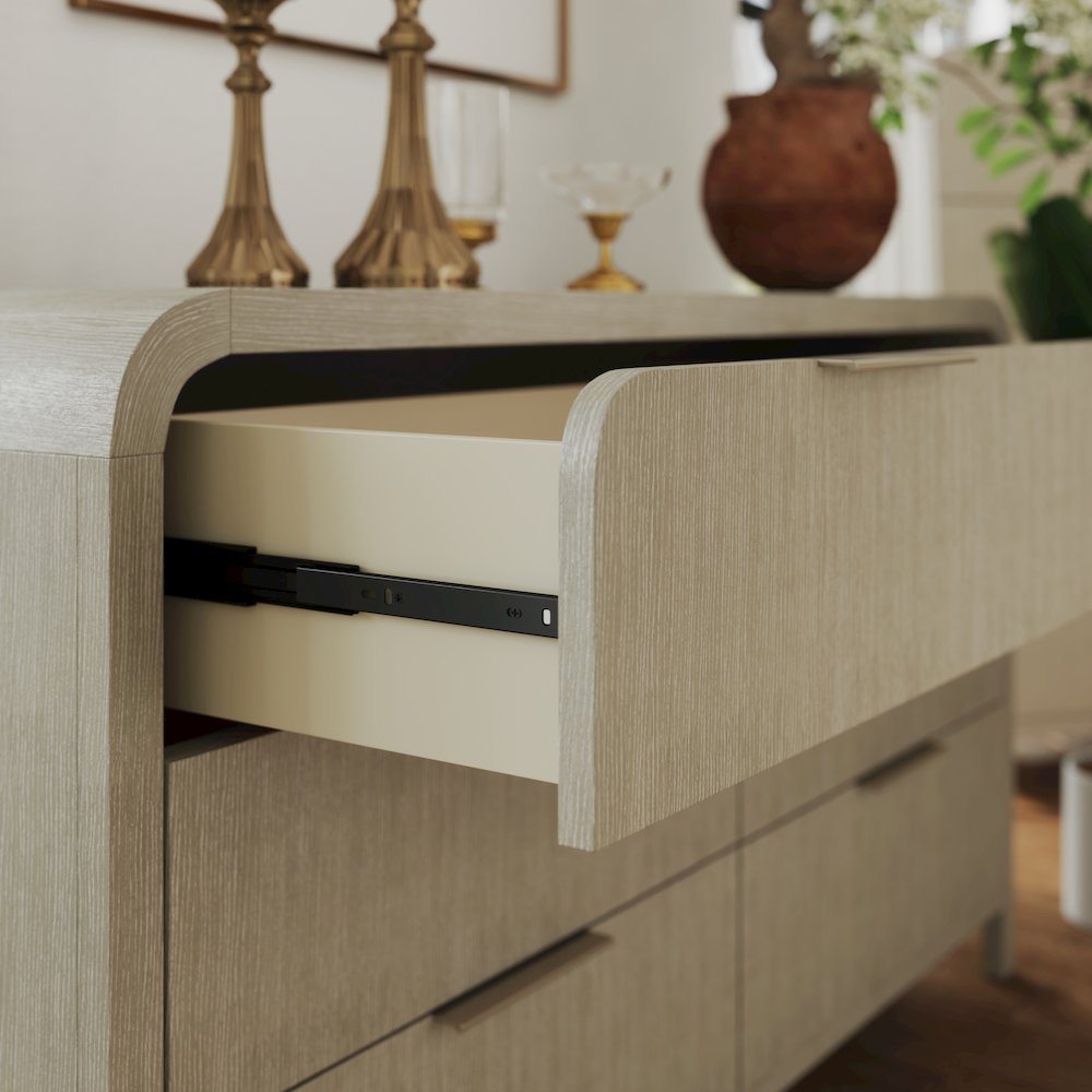 Tavari Contemporary 6-Drawer Wood Dresser, Light Gray. Picture 4