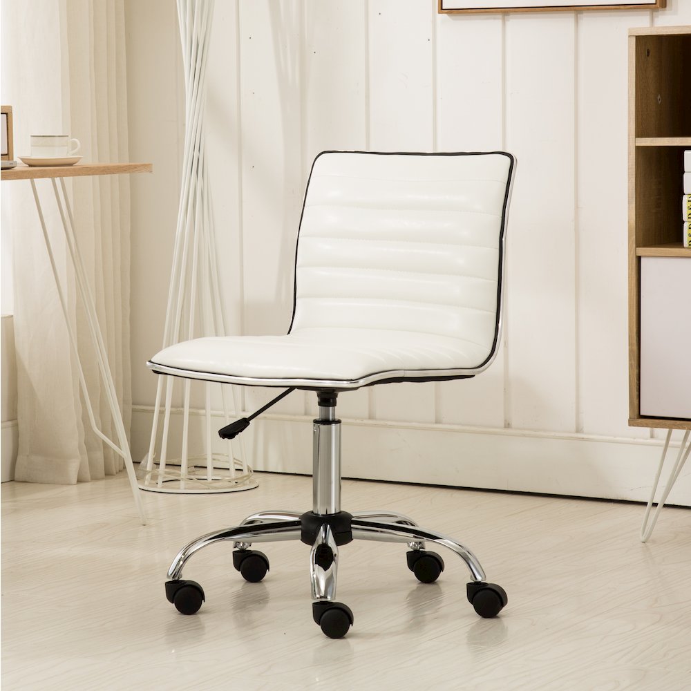 Fremo Chromel Adjustable Air Lift Office Chair in White. Picture 3