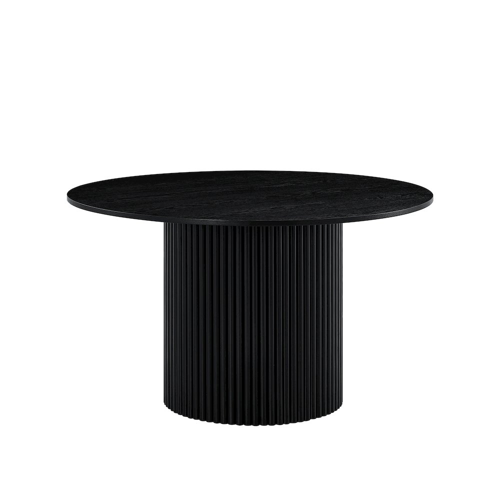 Henriet 48" Pedestal Base Round Dining Table, Black. Picture 1
