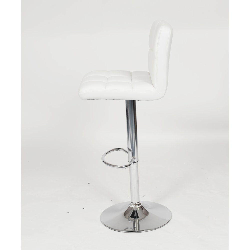 Biscc 2 Swivel Elegant PU Leather Modern Adjustable Hydraulic Bar Stools, White. Picture 8