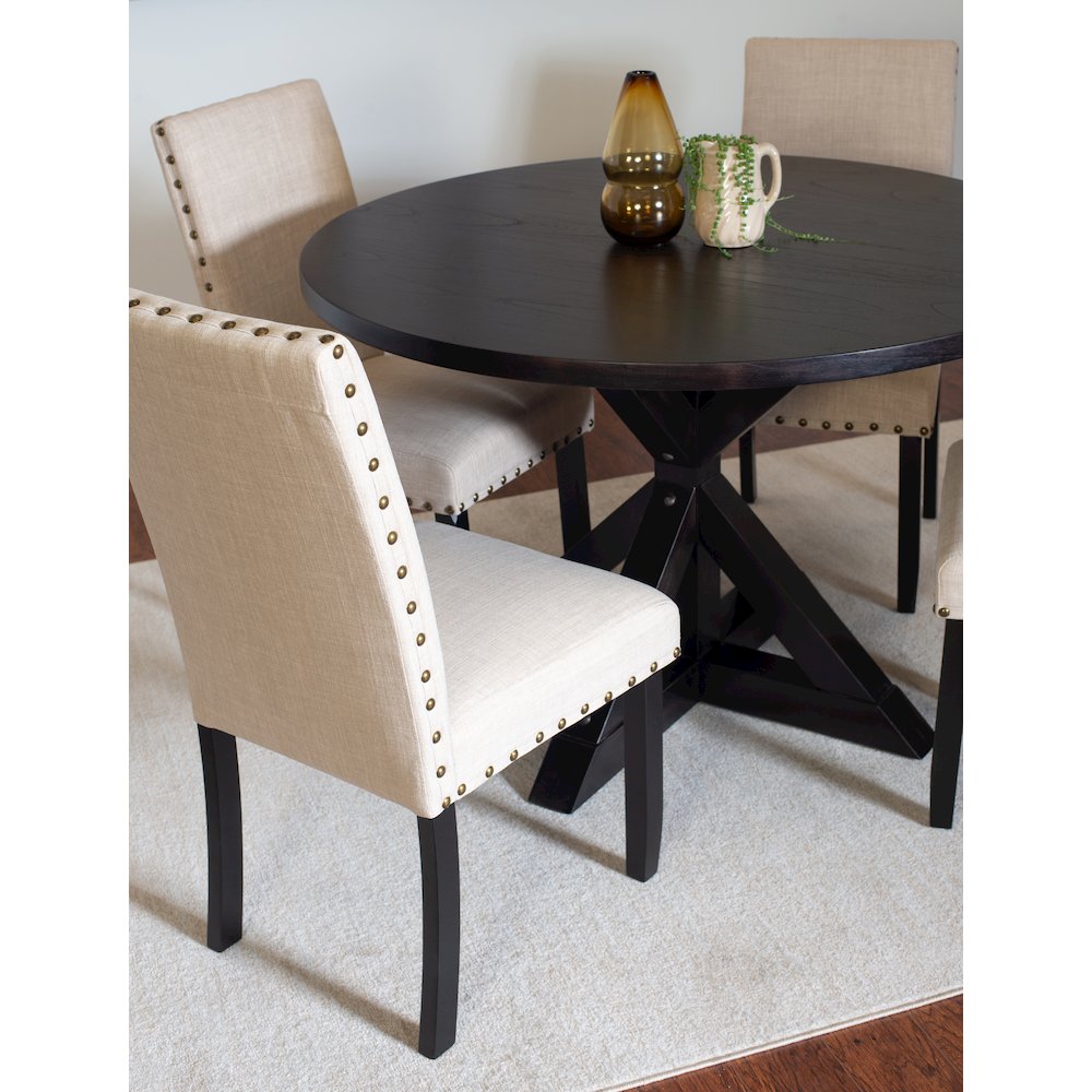 Mytzi 5-Pc Dining Set, Cross-Buck Dining Table with 4 Stylish Chairs, Tan. Picture 3