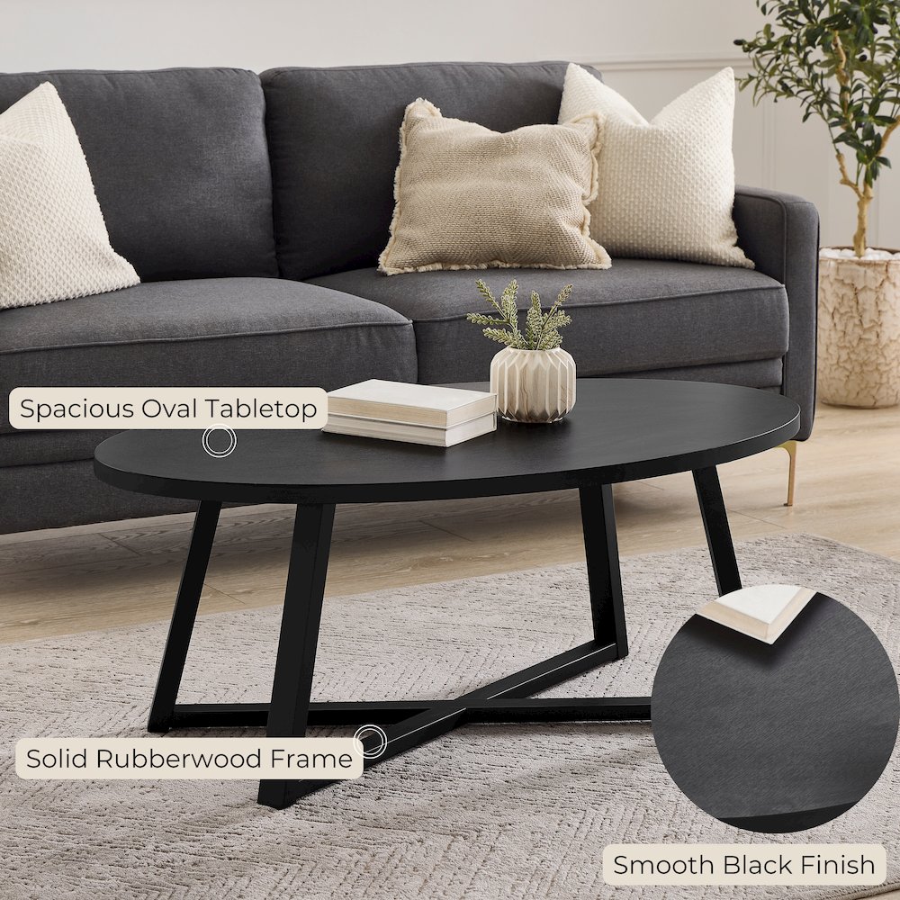 Modern Harmony 3-Piece Wood Oval Coffee Table Set. Picture 12