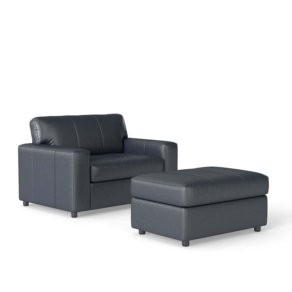 Sakan Leather Upholstered 2-Piece Living Room Set, Cutler Chair and Ottoman. Picture 1