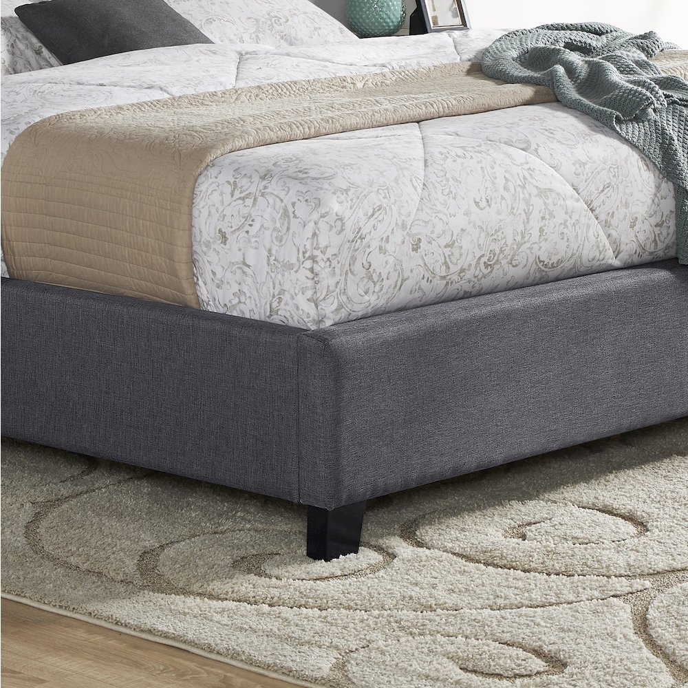 Nantarre Fabric Button Tufted Wingback Queen Bed with Nail Head Trim, Gray. Picture 6