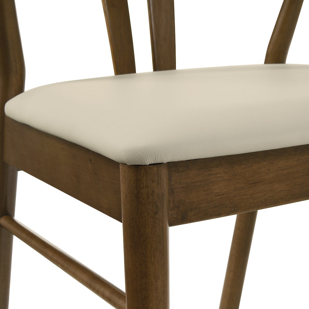 7-Piece Dining Set, Wood Dining Table with 4 Walnut and 2 Black Wishbone Chairs. Picture 16