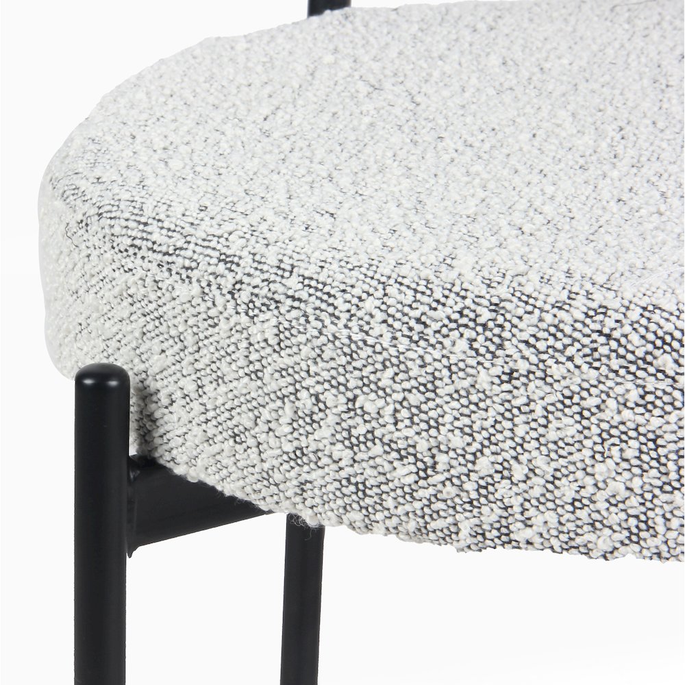 Burbank Modern Round Boucle Dining Chairs, Set of 2, Black White. Picture 2