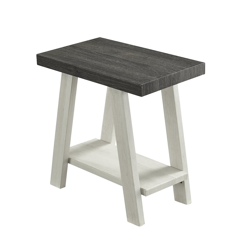 Ethens Contemporary Two-Tone Wood Shelf Side Table in Weathered Charcoal/Beige. Picture 1