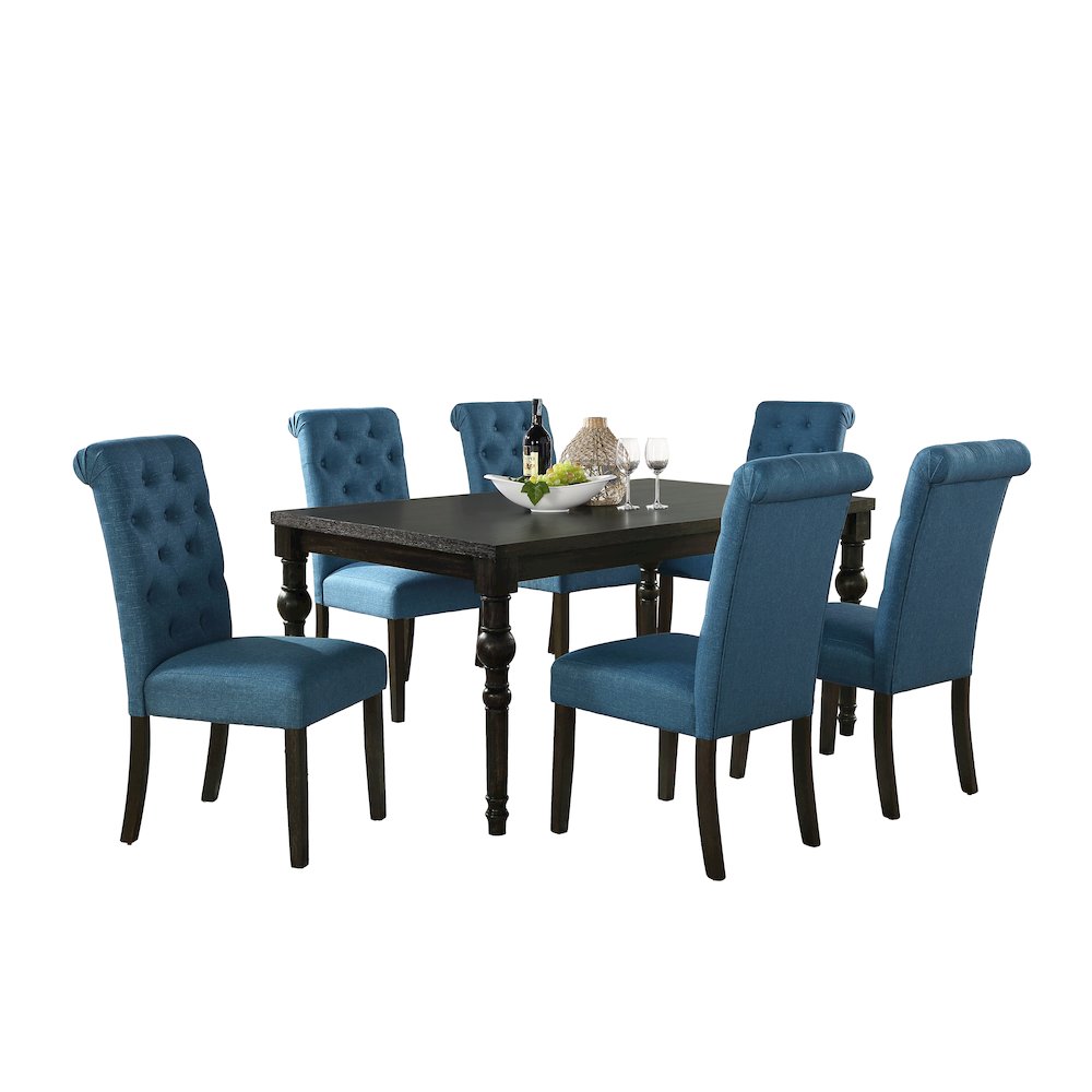 Leviton Urban Style Dining Set: Table and 6 Chairs, Blue. Picture 1
