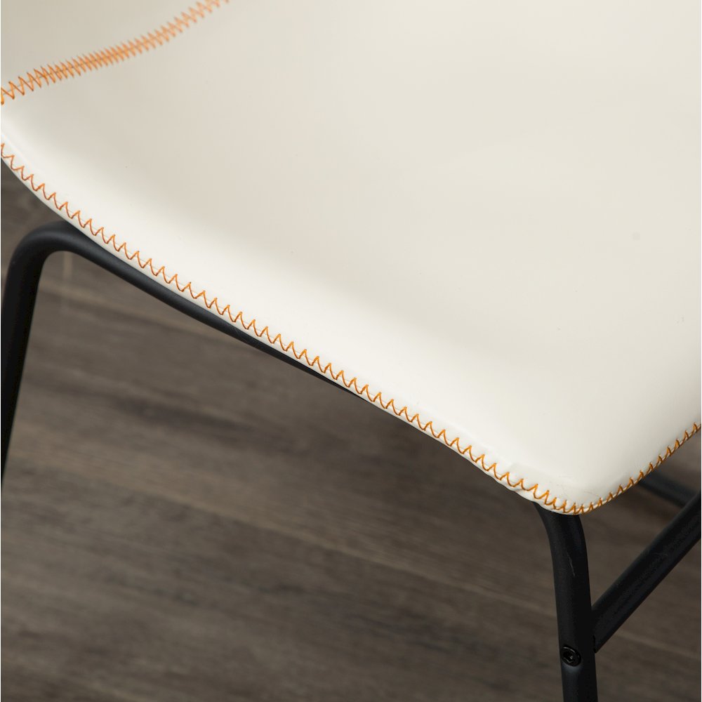 Lotusville Vintage PU Leather Dining Chairs, White, Set of 2. Picture 10