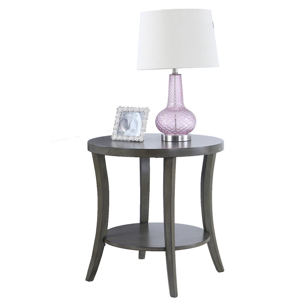 Perth Contemporary Oval Shelf End Table, Gray. Picture 1