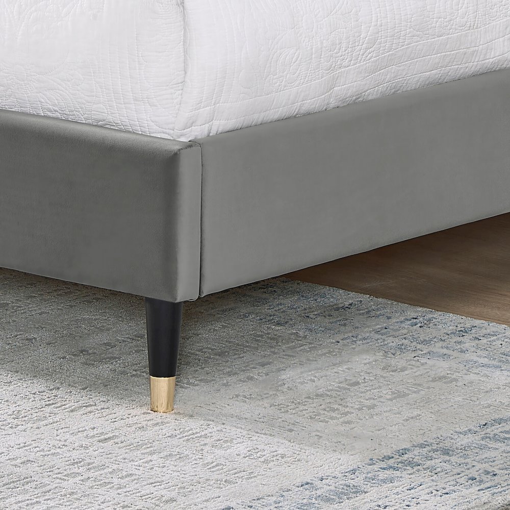 Rozitta Gray Velvet Wingback Platform Bed, King. Picture 6