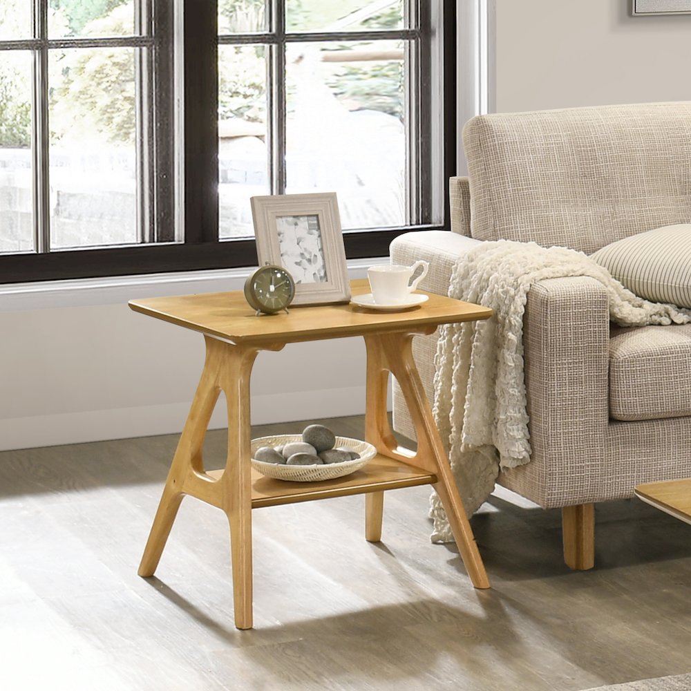 3-Piece Coffee Table Set, Coffee Table and Two End Tables, Natural Oak Finish. Picture 9