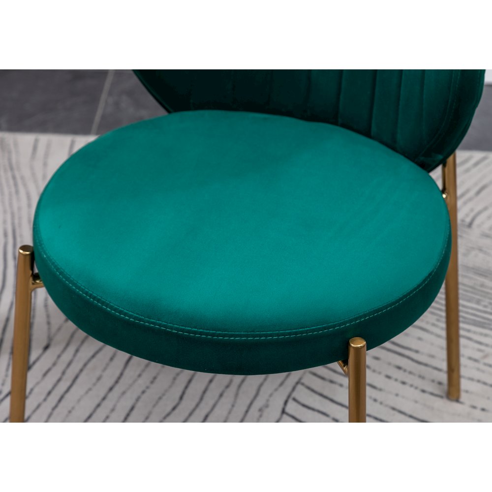 Amoa 5-Pc Dining Set, White Round Dining Table with 4 Chairs, Green. Picture 10