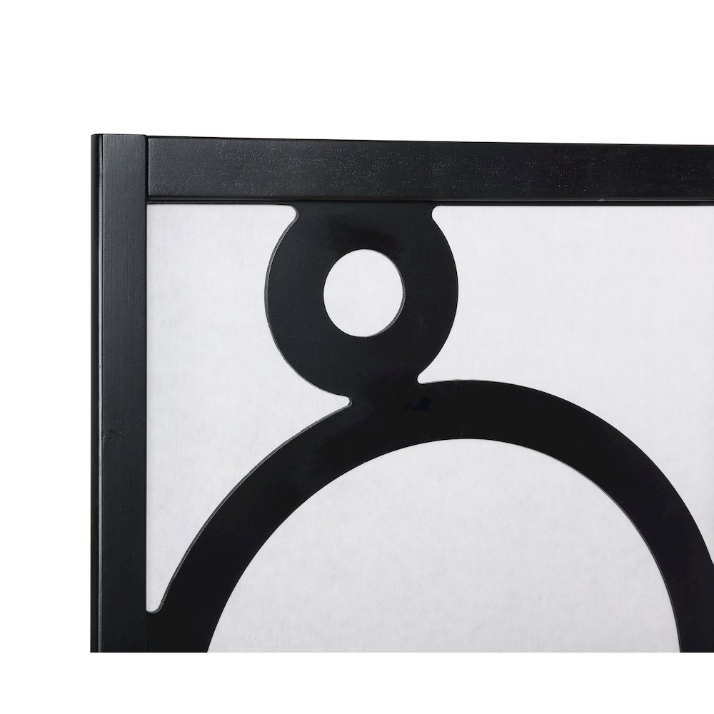 Arvada 4-Panel Wood Room Divider with Circle Pattern, Black. Picture 4