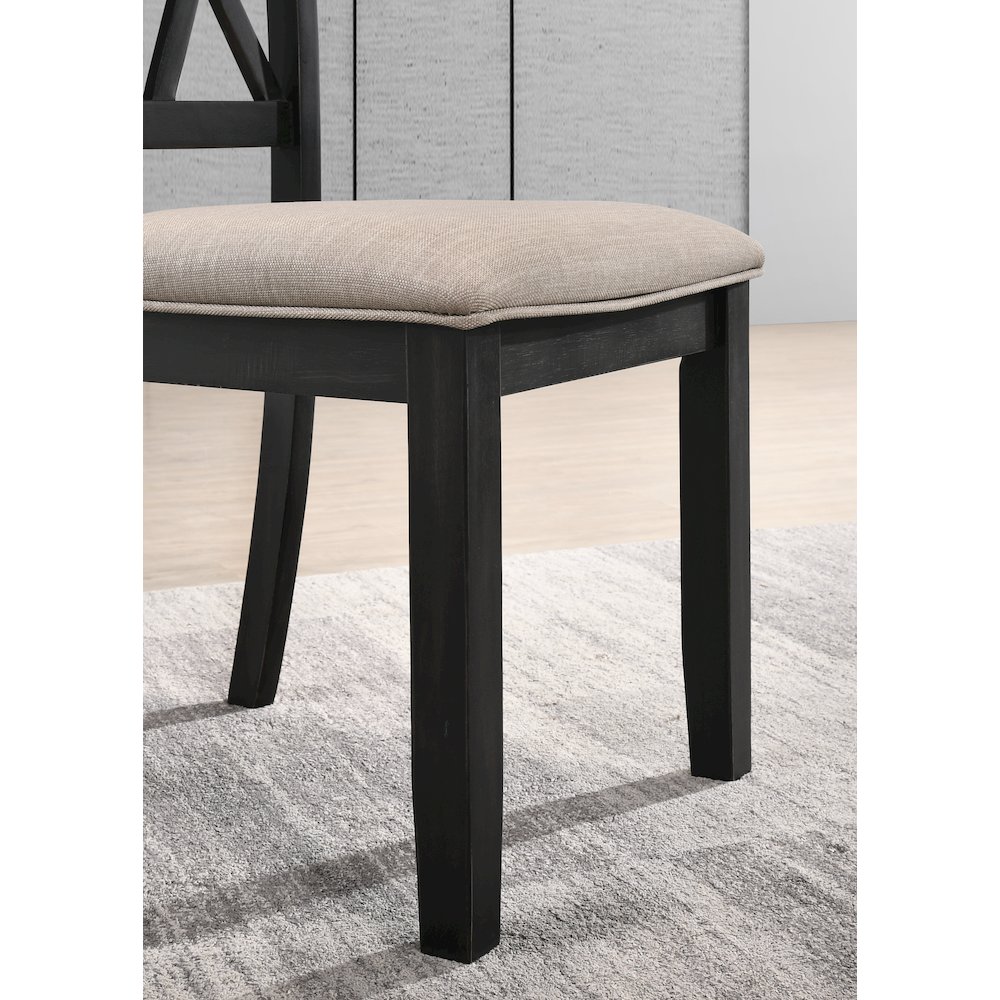 Windvale Fabric Upholstered Dining Chair in Black, Set of 2. Picture 3