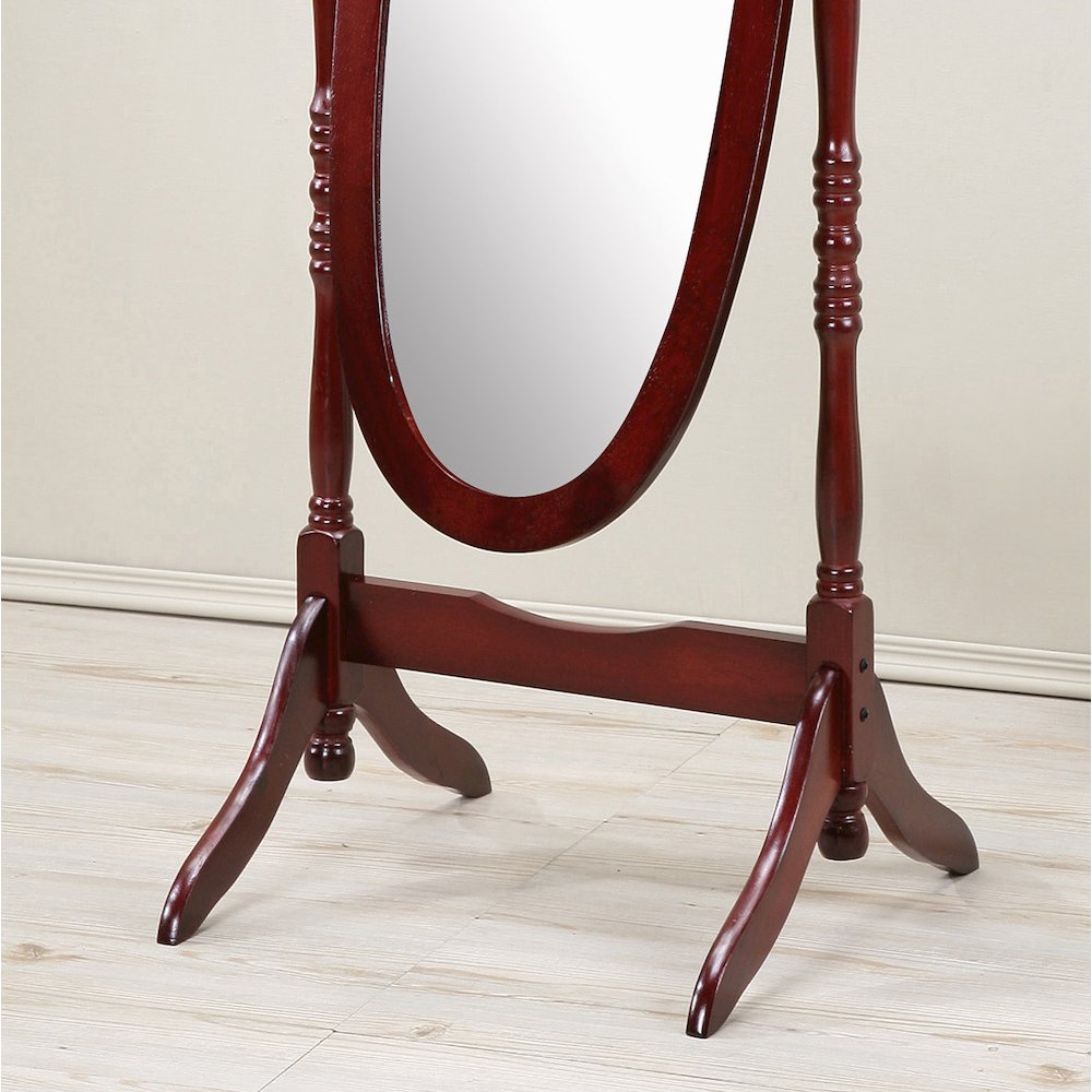 Audi Traditional Queen Anna Style Wood Floor Cheval Mirror, Cherry Finish. Picture 3