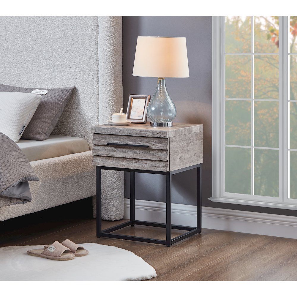 Celestial Contemporary Storage End table, Gray. Picture 4