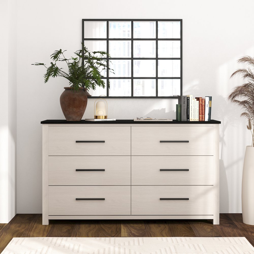 Realynn 6-Drawer Bedroom Dresser, Off-White Finish. Picture 2