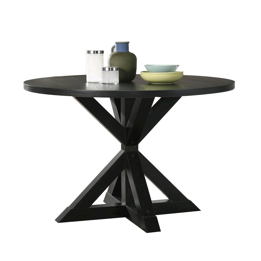 Windvale Cross-Buck Base Dining Table in Black. Picture 5