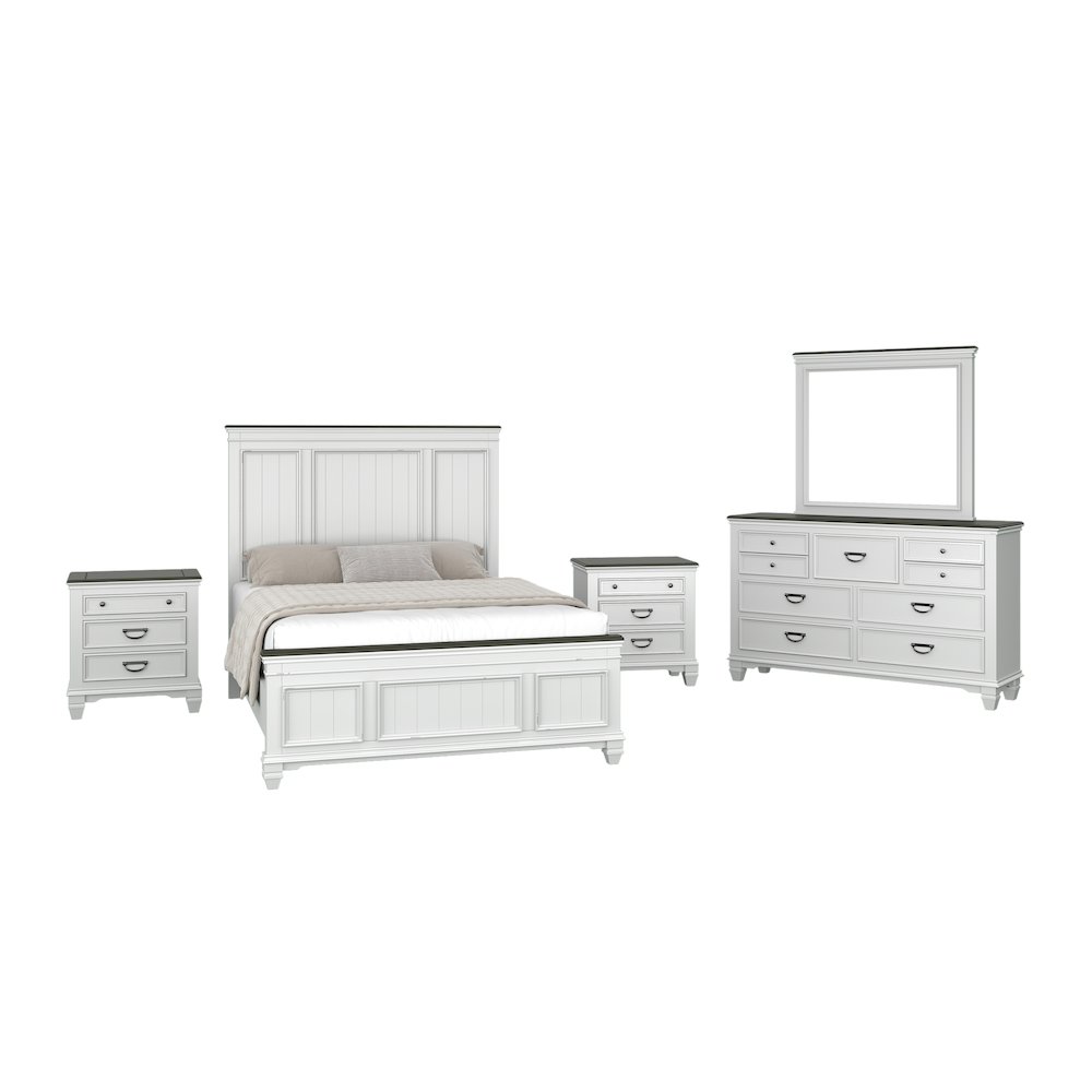 Clelane Wood Bedroom Set Panel Queen Bed, Dresser, Mirror, and 2 Nightstands. Picture 1