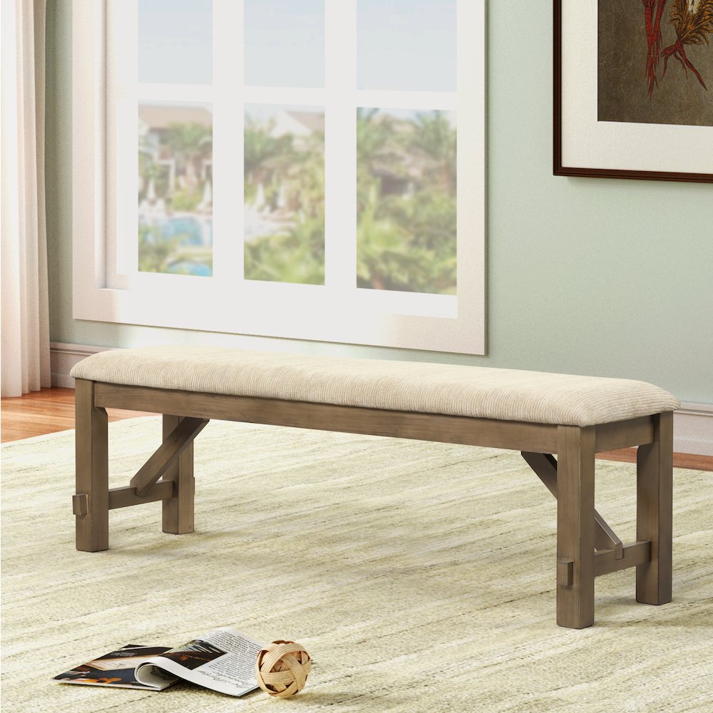 Raven Wood 6-PC Dining Set, Extendable Table, 4 Chairs, Bench, Glazed Pine Brown. Picture 11