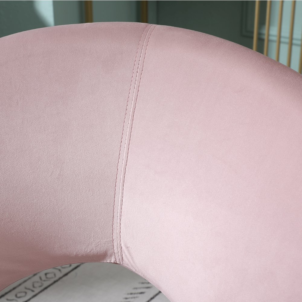 Slatina Pink Silky Velvet Upholstered Accent Chair with Gold Tone Finished Base. Picture 6