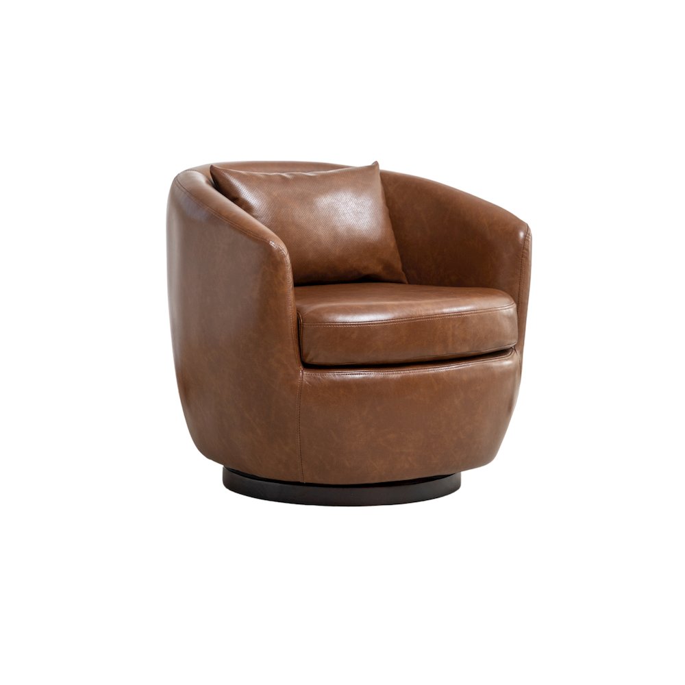 Orenza Modern Faux Leather Swivel Barrel Accent Club Chair. Picture 15