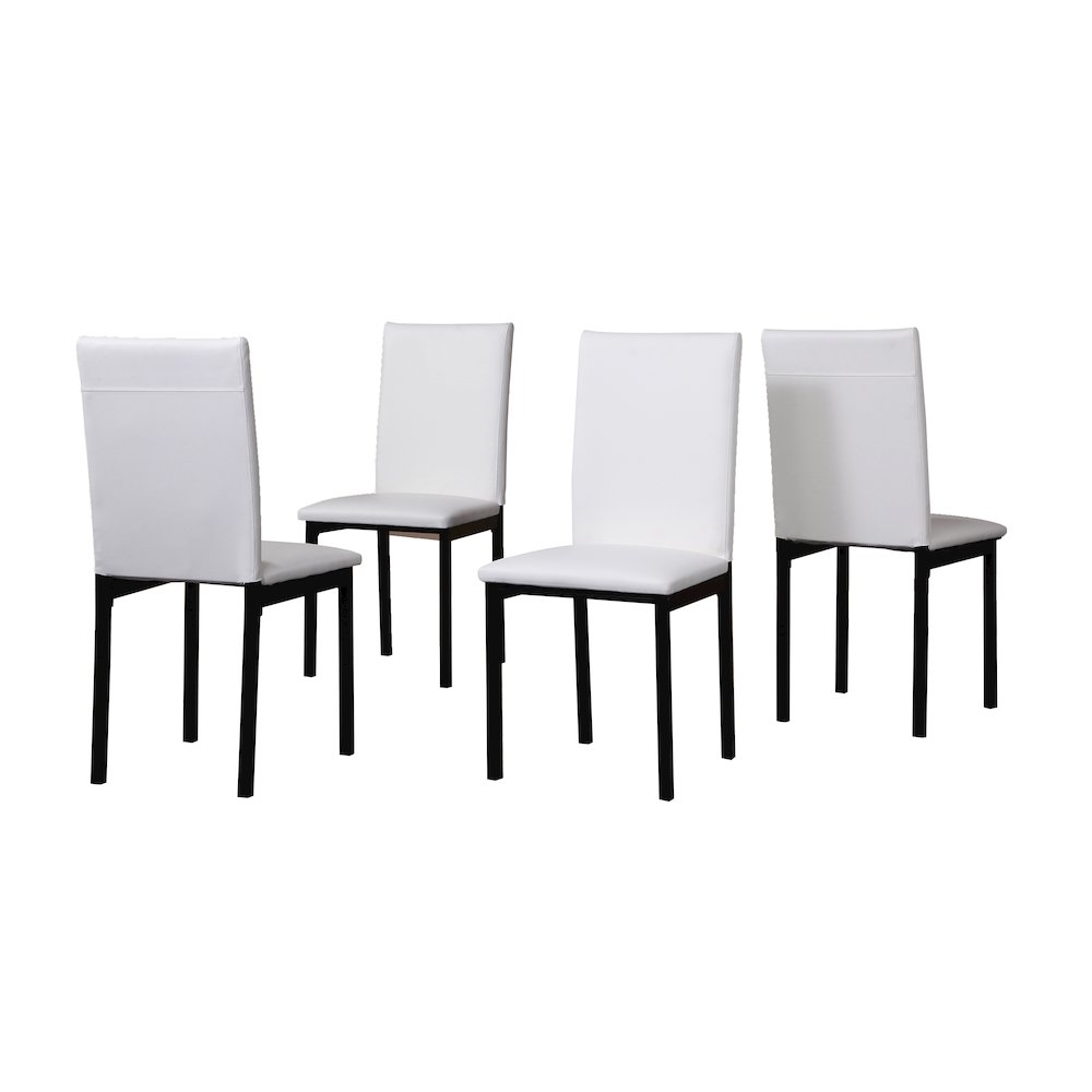Noyes Faux Leather Seat Metal Frame White Dining Chairs , Set of 4. Picture 5