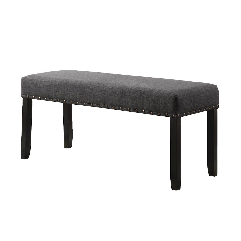 Biony Gray Fabric Dining Bench with Nailhead Trim. Picture 6