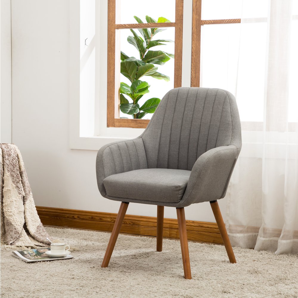 Tuchico Contemporary Fabric Accent Chair, Gray. Picture 2