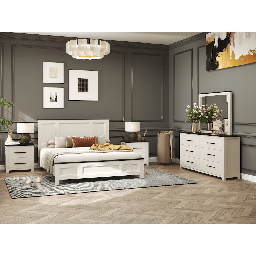 Realynn 5-Piece Queen Wood Bedroom Set, Off-White Finish. Picture 3