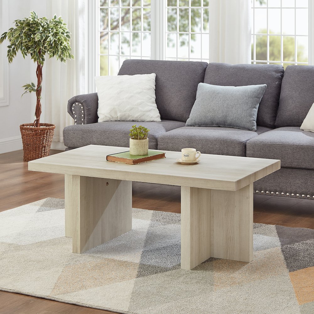 Mchome Contemporary Coffee Table, White Finish. Picture 2