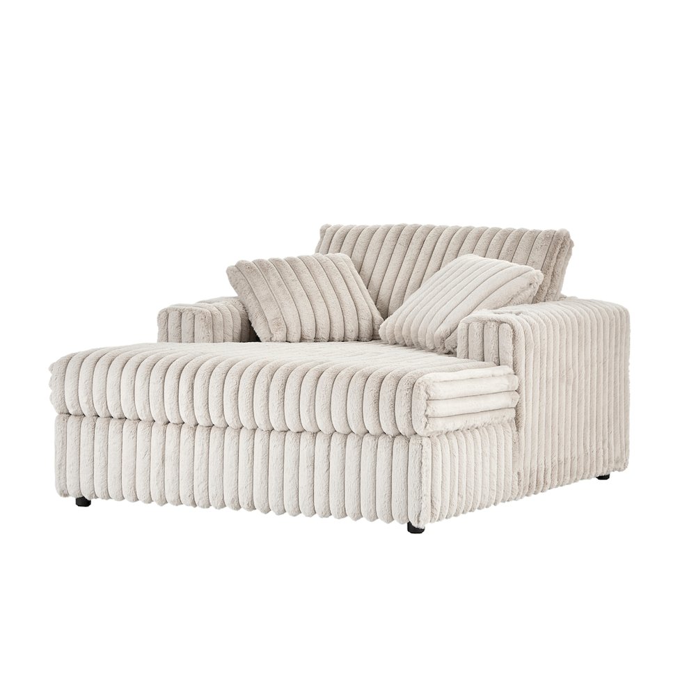 Belvoir Oversized Cuddle Chaise, with Cup Holders, Beige Champagne. Picture 1