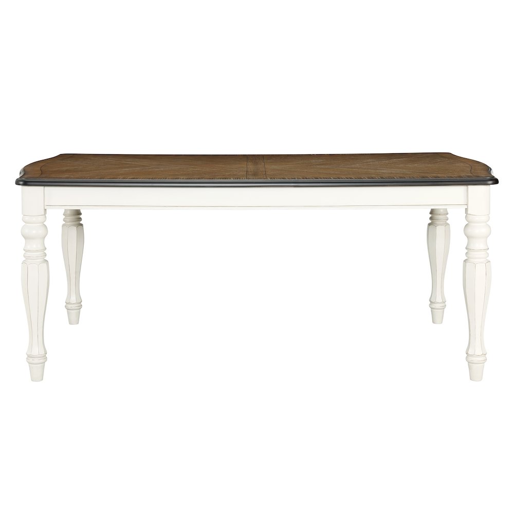 Belleza French Country Dining Table, Antique White and Weathered Oak Finish. Picture 10