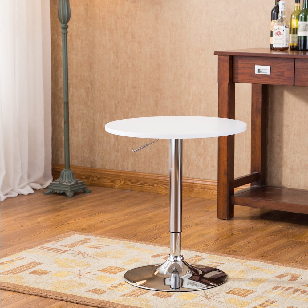 Baxton Adjustable Wood and Metal Bar Table, White. Picture 4