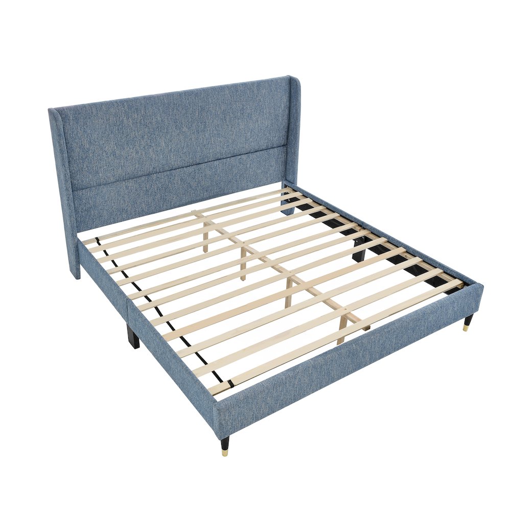 Arles Upholstered Bedroom Set, Wingback Platform Bed with 2Nightstands,Queen. Picture 1