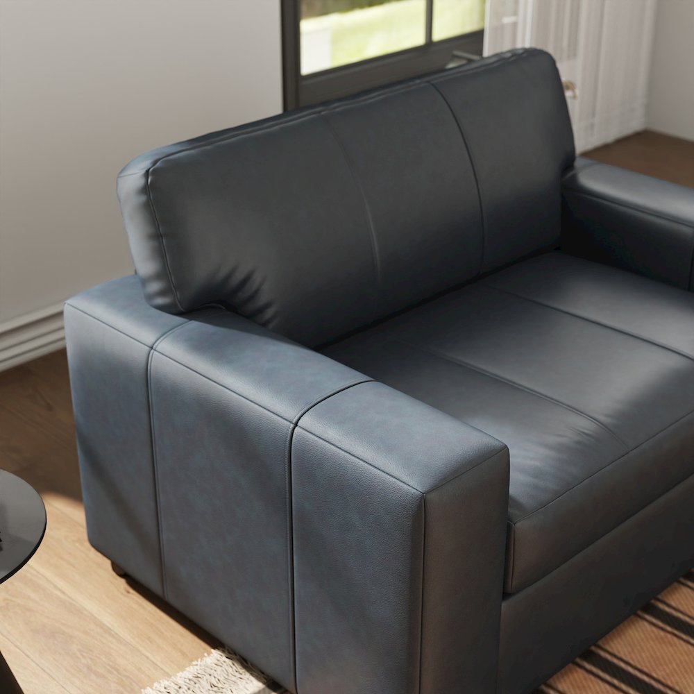 Sakan Leather Upholstered 3-Piece Living Room Set, Sofa and 2 Cutler Chairs. Picture 9