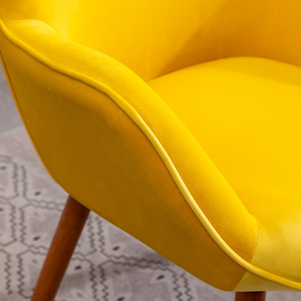 Doarnin Contemporary Silky Velvet Tufted Button Back Accent Chair, Yellow. Picture 12