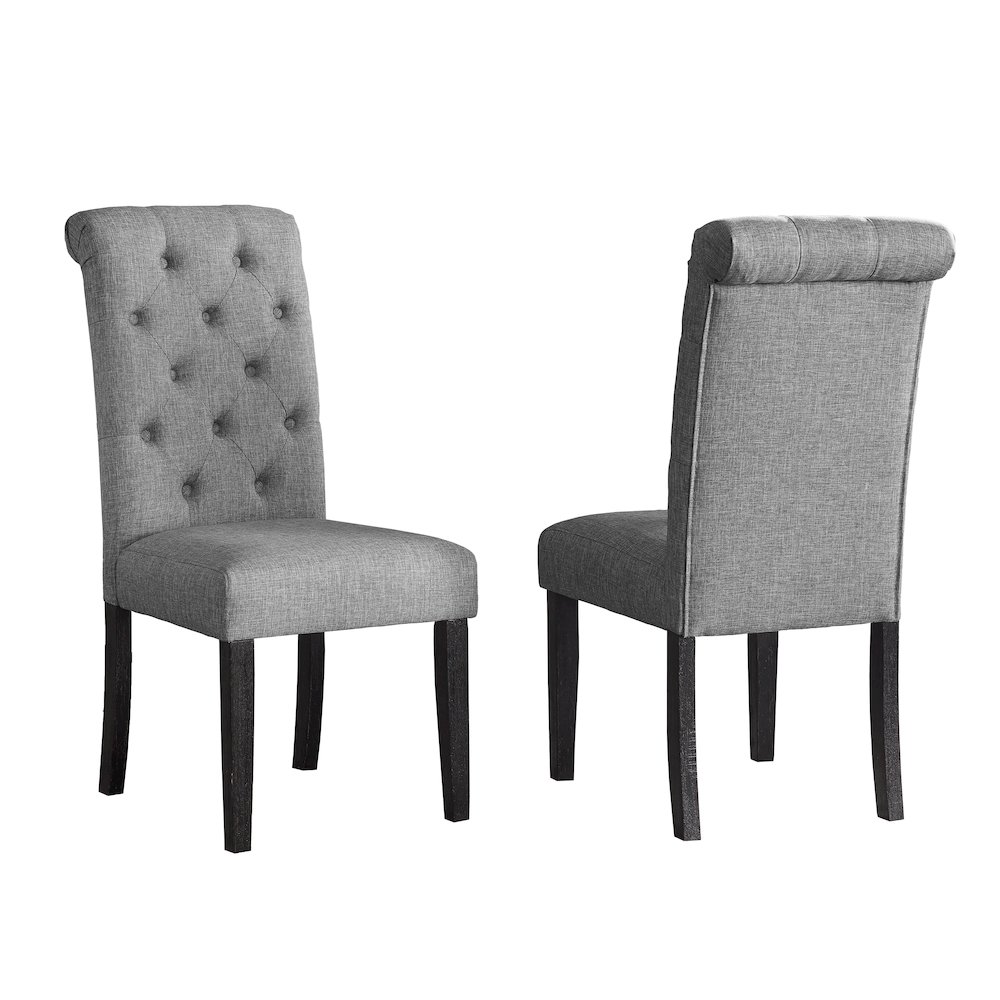 Leviton Solid Wood Tufted Asons Dining Chair, Set of 2, Gray. Picture 6