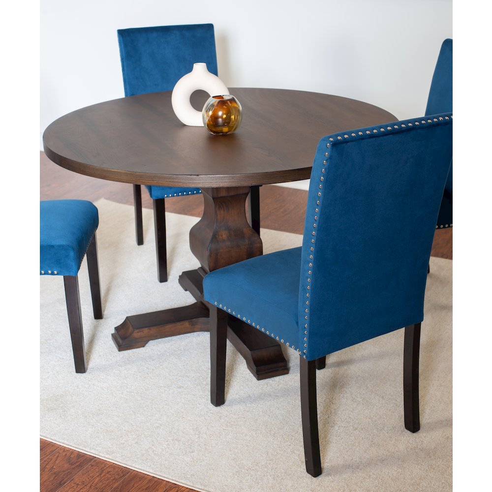 Fordsville 5-Pc Dining Set, Pedestal Round Table with 4 Stylish Chairs, Blue. Picture 4