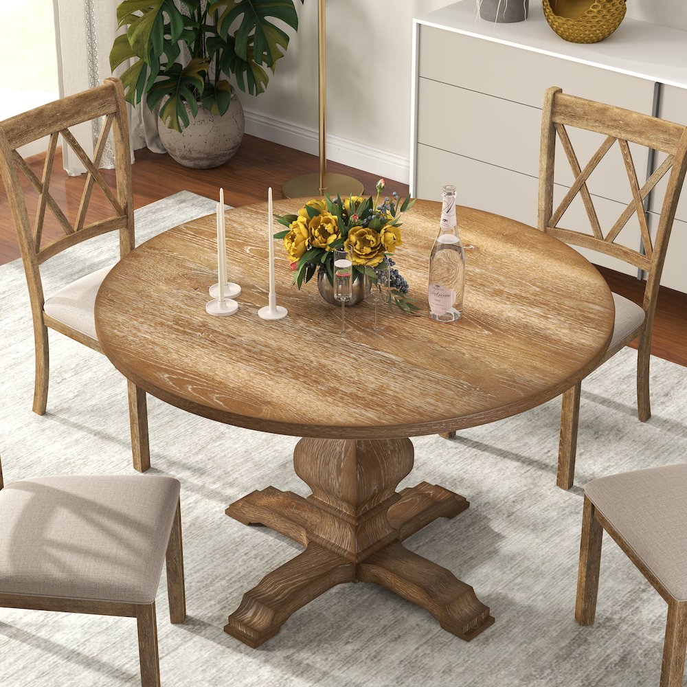 Havre Pedestal Base Round Dining Table. Picture 2