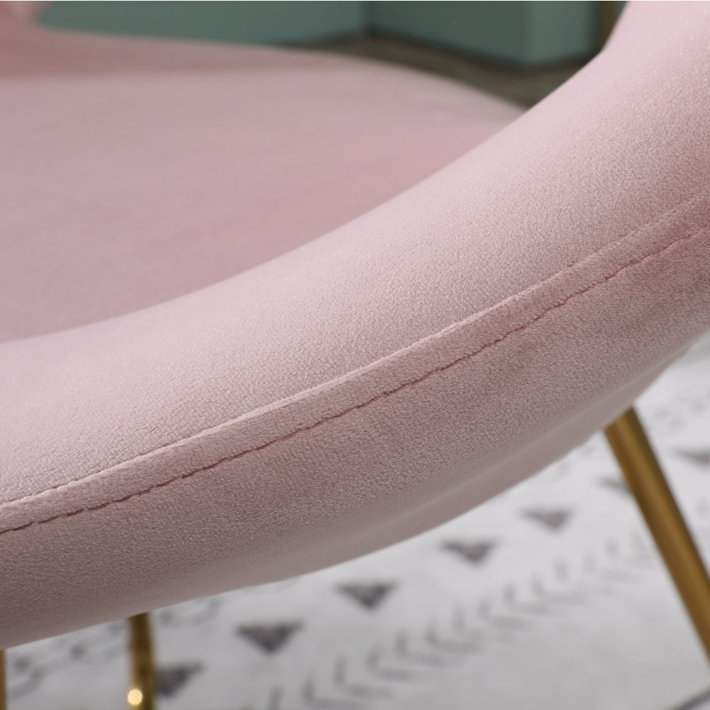 Slatina Pink Silky Velvet Upholstered Accent Chair with Gold Tone Finished Base. Picture 8