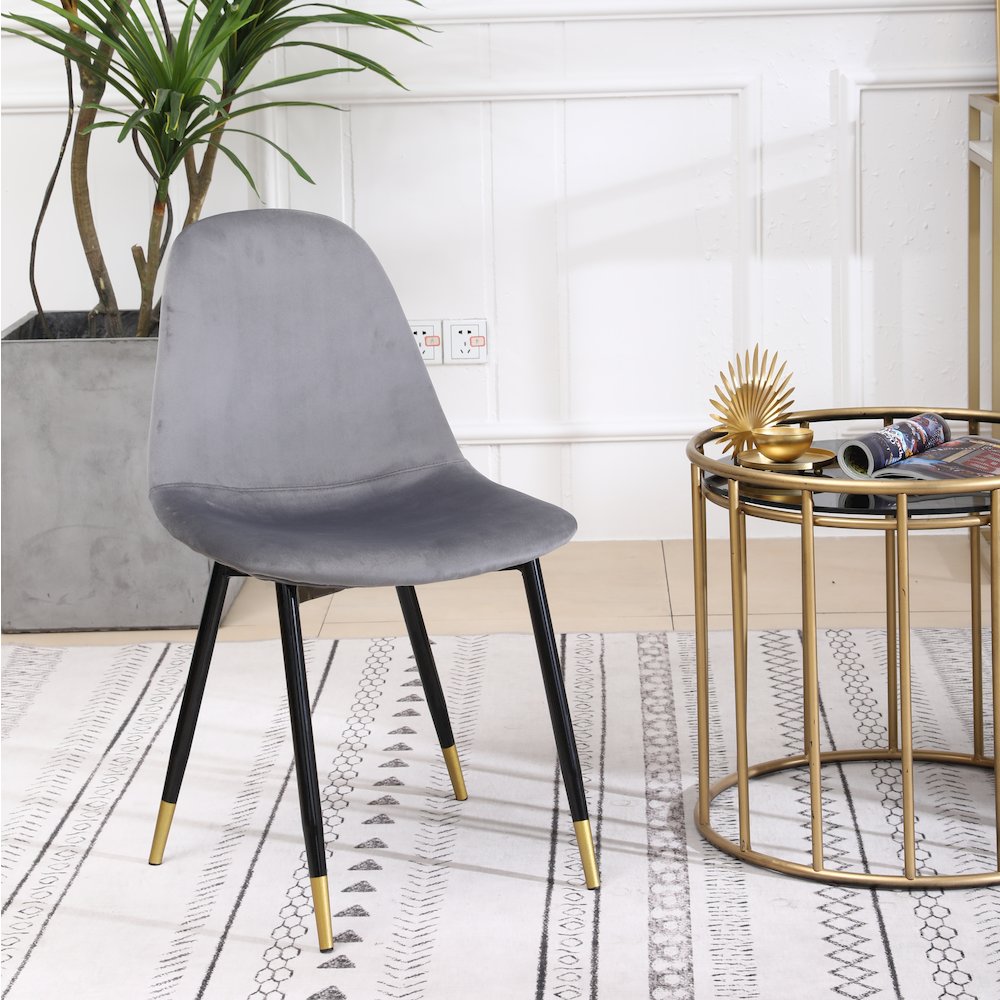 Lassan Contemporary Fabric Dining Chairs, Set of 4, Gray. Picture 7