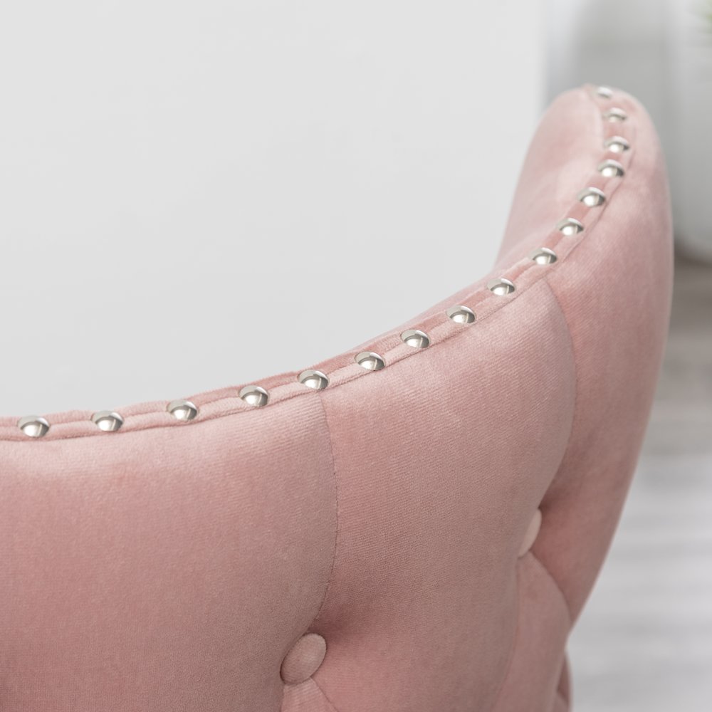 Lindale Contemporary Velvet Upholstered Nailhead Trim Accent Chair, Pink. Picture 11