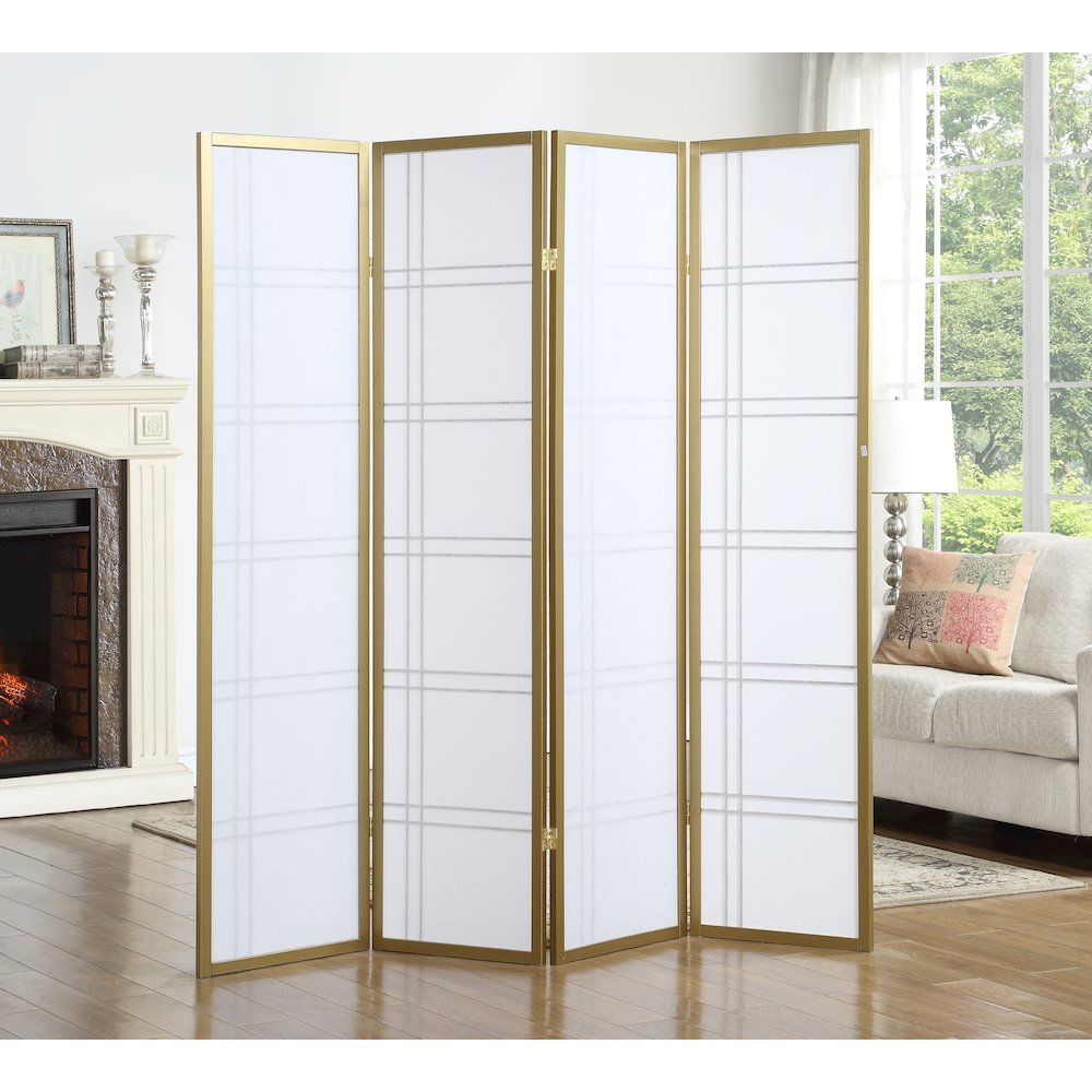 Seto 4-Panel Golden Room Divider Screen. Picture 3