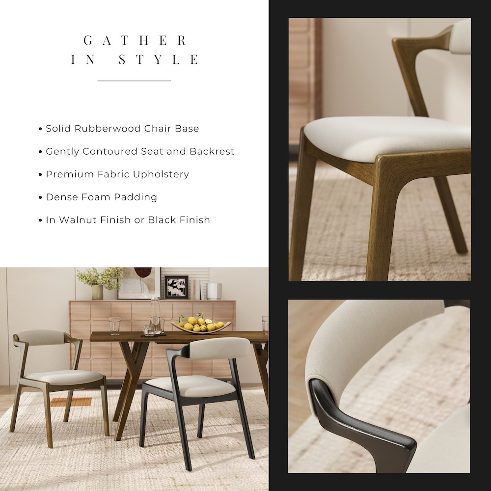 Lavin Modern 7-Piece Dining Set, Dining Table with 2 Black and 4 Walnut Chairs. Picture 12