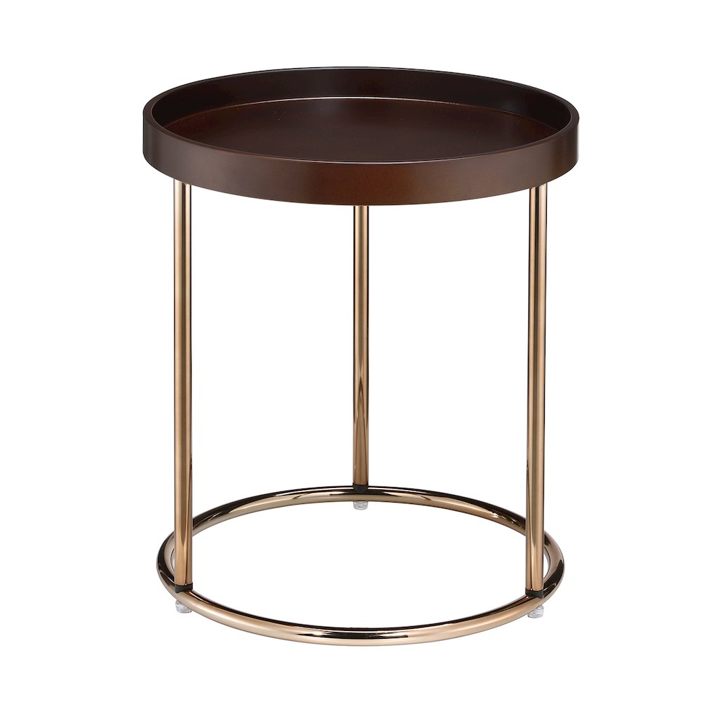 Genoa Round Tray Table with Metal Frame, Espresso. Picture 1