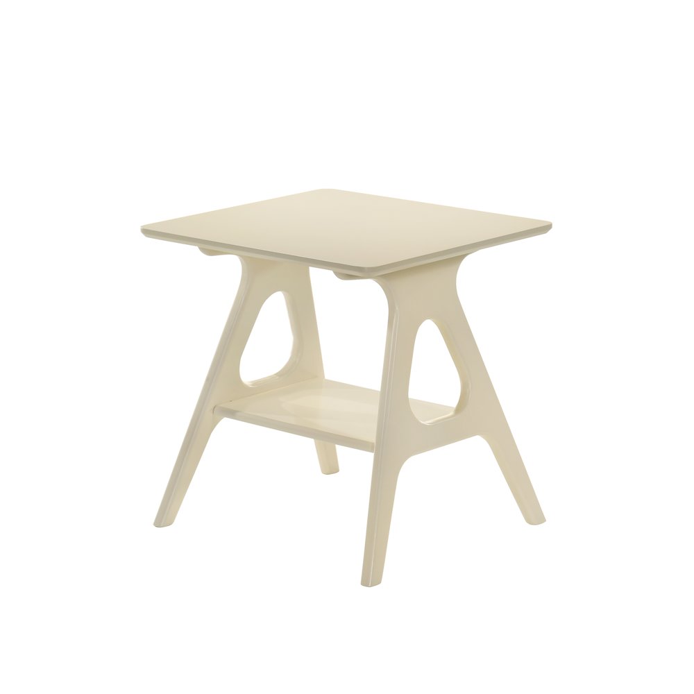Arona Mid-Century Modern Wood Shelf End Table, Off-White Finish. Picture 1