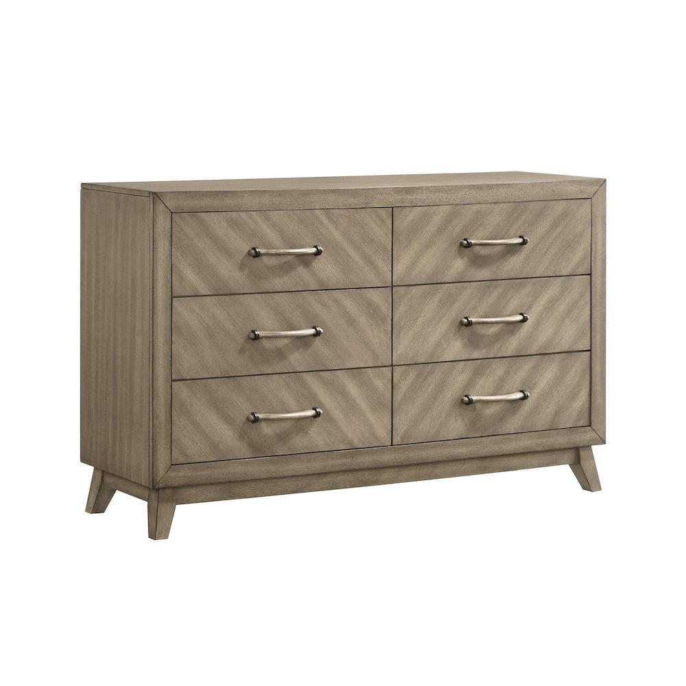 Arena Contemporary 6-Drawer Dresser in Weathered Sand. Picture 1