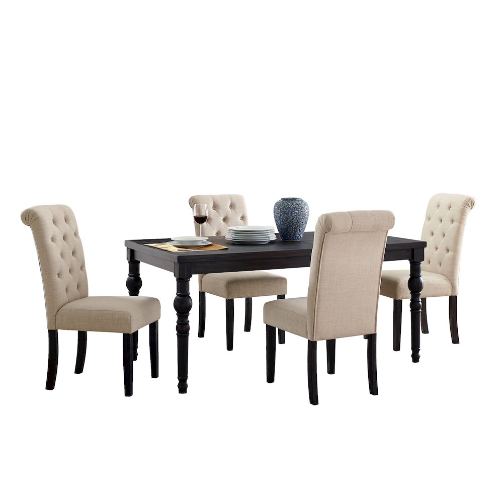 Leviton Urban Style Dining Set: Table and 4 Chairs, Tan. Picture 1